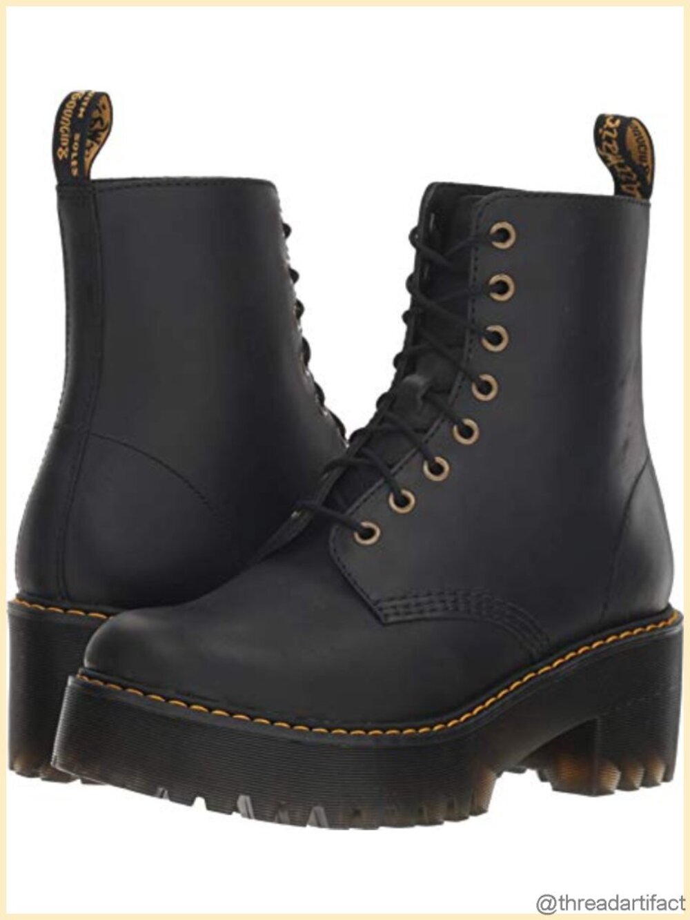 Leather Heeled Lace Up Mid-Calf Boot with Air-Cushioned Sole